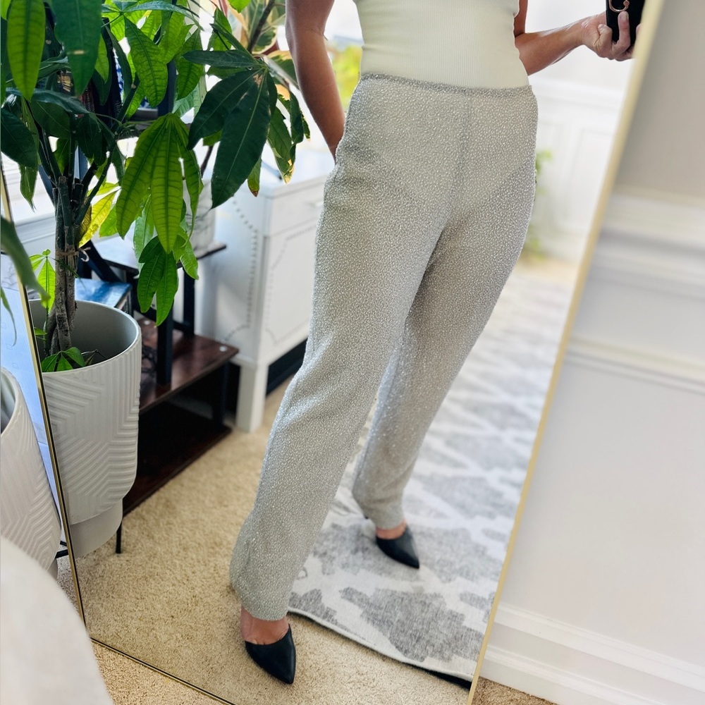 Badgley Mischka Runway Fully Beaded Ivory Pants - Picture 4 of 10